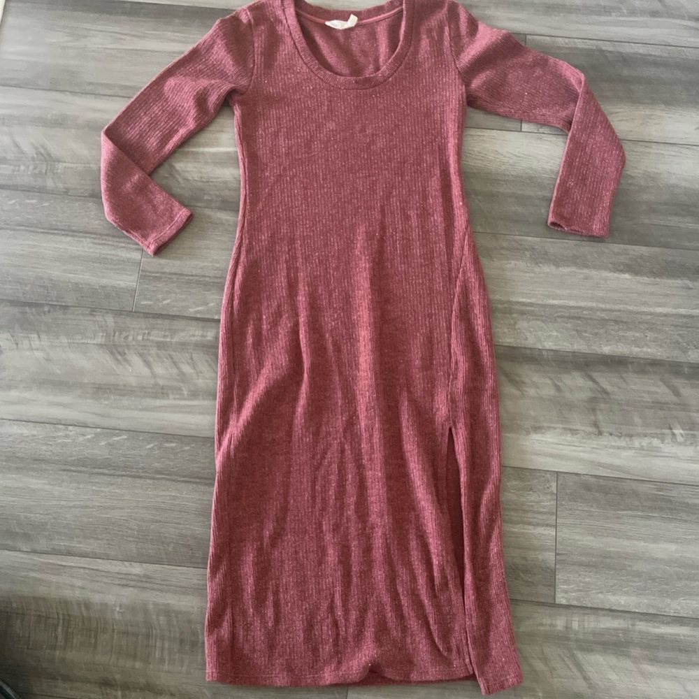 Lush maxi long sleeve sweater dress with side slit